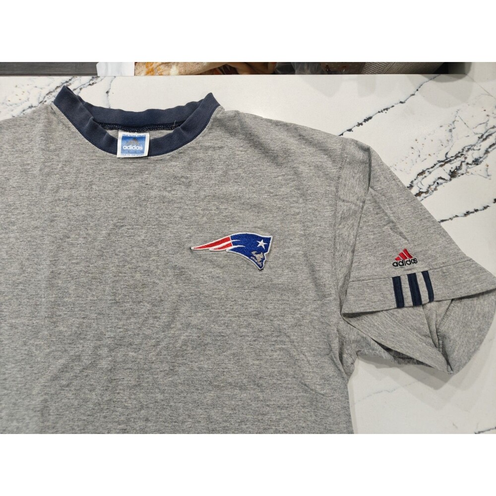 Vintage Adidas Patriots Embroidered Shirt Size Large Grey